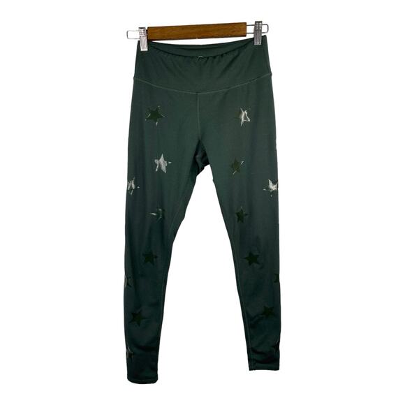 Jessica Simpson Womens The Warmup Green Star Ankle Leggings size Small - Picture 1 of 10